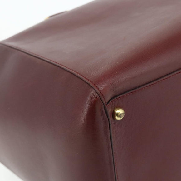 CARTIER Must Line Boston Bag Leather Bordeaux Gold Auth hk3727A