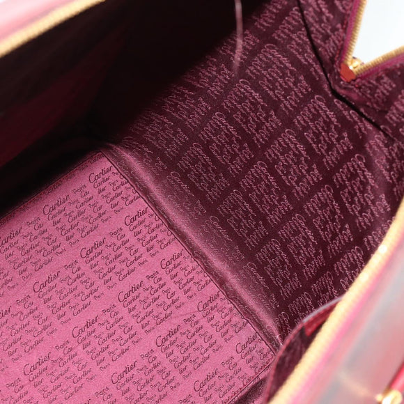 CARTIER Must Line Boston Bag Leather Bordeaux Gold Auth hk3727A