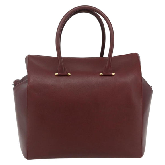CARTIER Must Line Boston Bag Leather Bordeaux Gold Auth hk3727A