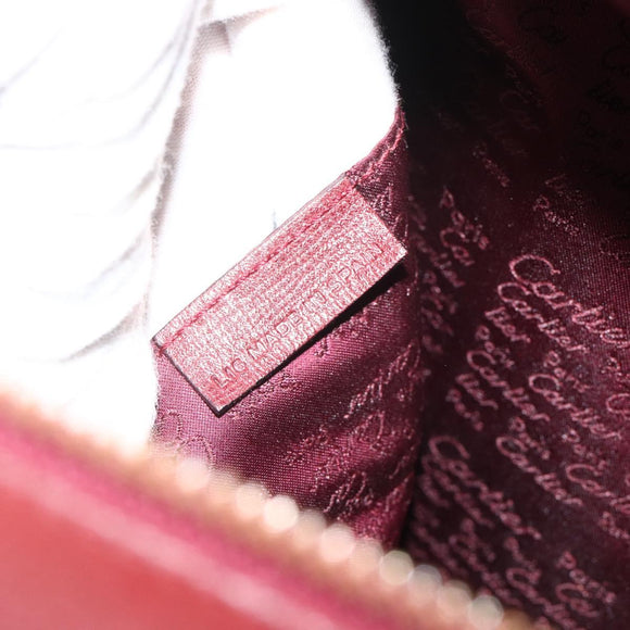 CARTIER Must Line Boston Bag Leather Bordeaux Gold Auth hk3727A