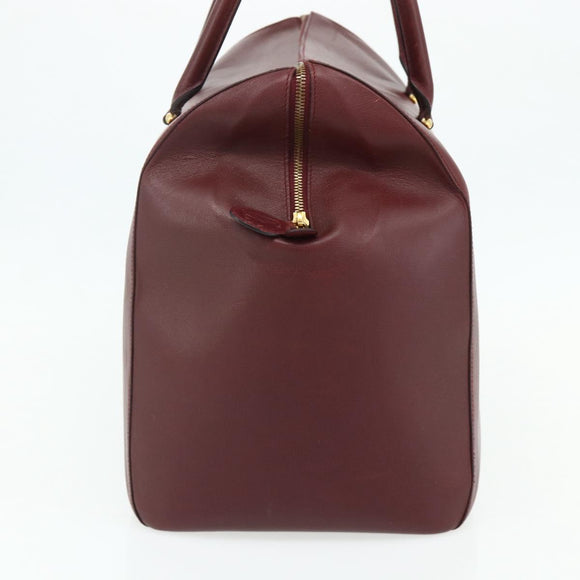 CARTIER Must Line Boston Bag Leather Bordeaux Gold Auth hk3727A