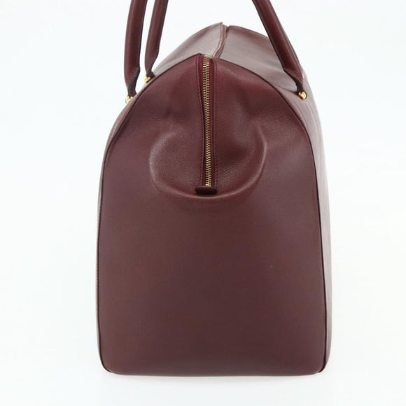 CARTIER Must Line Boston Bag Leather Bordeaux Gold Auth hk3727A