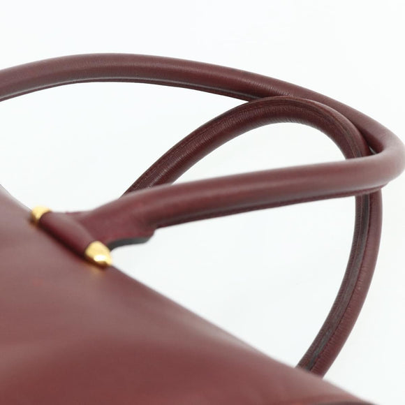 CARTIER Must Line Boston Bag Leather Bordeaux Gold Auth hk3727A