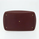 CARTIER Must Line Boston Bag Leather Bordeaux Gold Auth hk3727A-5