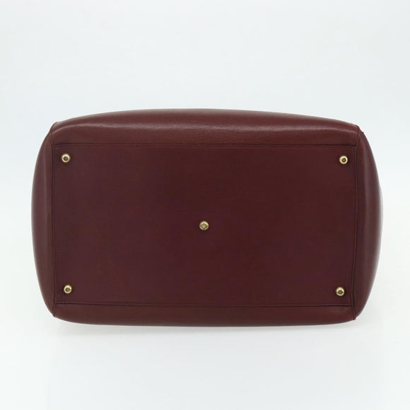 CARTIER Must Line Boston Bag Leather Bordeaux Gold Auth hk3727A
