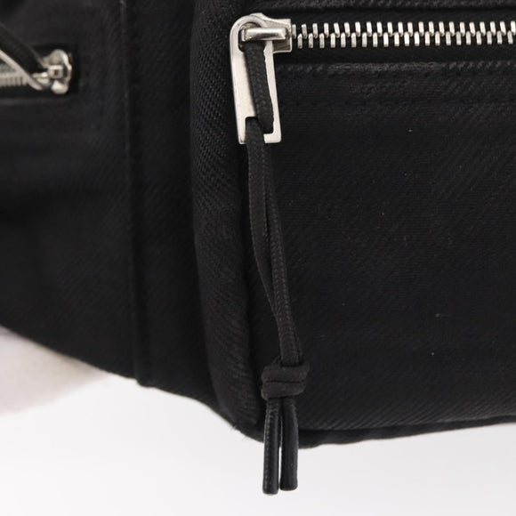 SAINT LAURENT Body Bag Canvas Black Silver 581375 Auth hk3728A