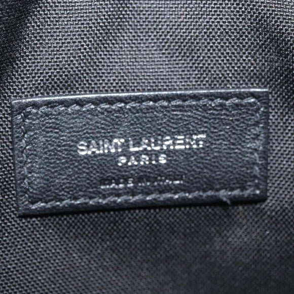 SAINT LAURENT Body Bag Canvas Black Silver 581375 Auth hk3728A