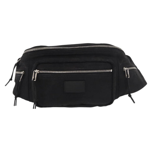 SAINT LAURENT Body Bag Canvas Black Silver 581375 Auth hk3728A