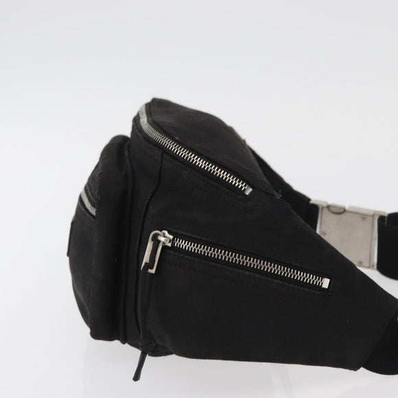 SAINT LAURENT Body Bag Canvas Black Silver 581375 Auth hk3728A