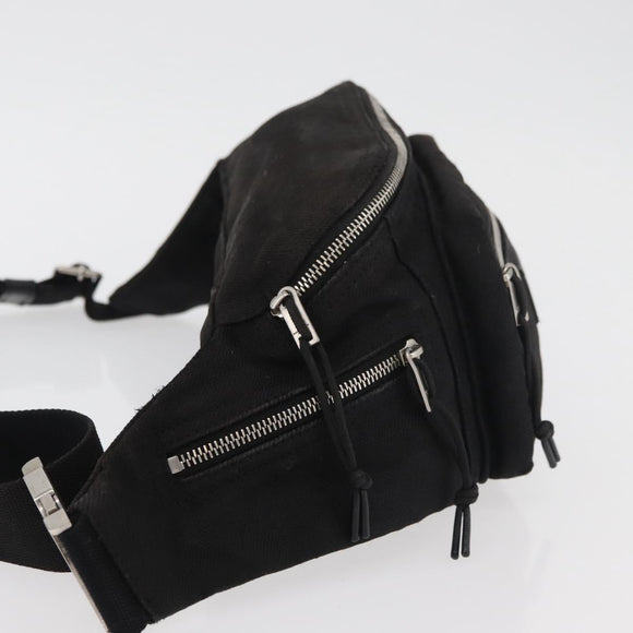 SAINT LAURENT Body Bag Canvas Black Silver 581375 Auth hk3728A