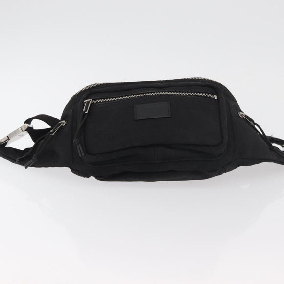 SAINT LAURENT Body Bag Canvas Black Silver 581375 Auth hk3728A