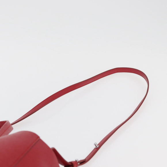 CELINE Vertical Cabas Tote Bag Leather 2way Red Silver Auth hk3730A