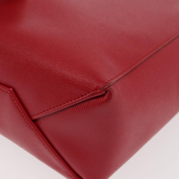 CELINE Vertical Cabas Tote Bag Leather 2way Red Silver Auth hk3730A