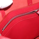 CELINE Vertical Cabas Tote Bag Leather 2way Red Silver Auth hk3730A-19