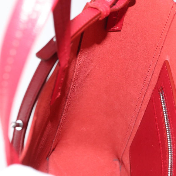 CELINE Vertical Cabas Tote Bag Leather 2way Red Silver Auth hk3730A