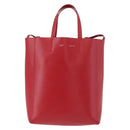 CELINE Vertical Cabas Tote Bag Leather 2way Red Silver Auth hk3730A-13