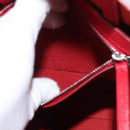 CELINE Vertical Cabas Tote Bag Leather 2way Red Silver Auth hk3730A-23