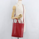 CELINE Vertical Cabas Tote Bag Leather 2way Red Silver Auth hk3730A-24