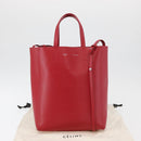 CELINE Vertical Cabas Tote Bag Leather 2way Red Silver Auth hk3730A-12