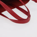 CELINE Vertical Cabas Tote Bag Leather 2way Red Silver Auth hk3730A-7