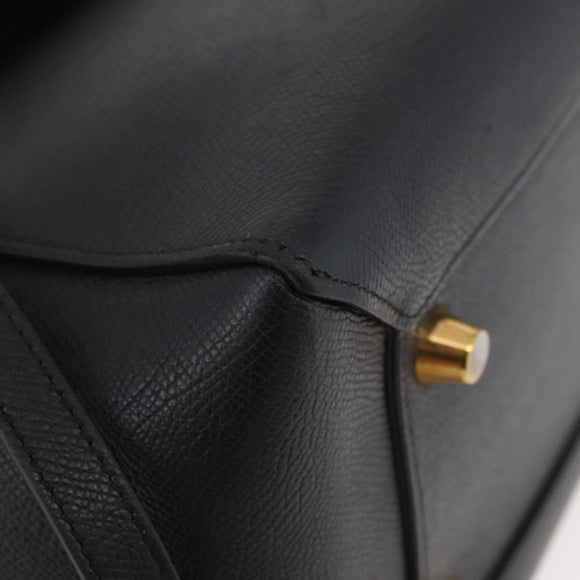 CELINE Belt bag Hand Bag Leather 2way Black Gold Auth hk3731