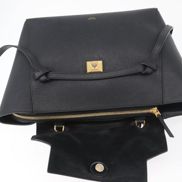 CELINE Belt bag Hand Bag Leather 2way Black Gold Auth hk3731