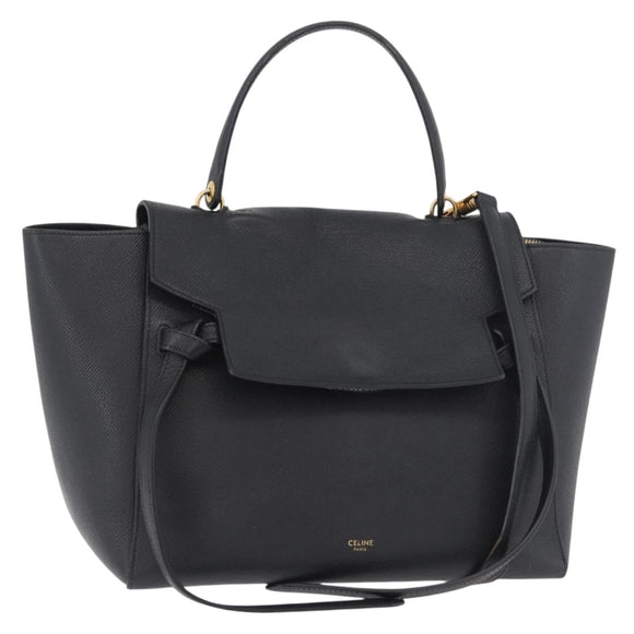 CELINE Belt Bag handtas leer 2-weg zwart goud Auth hk3731