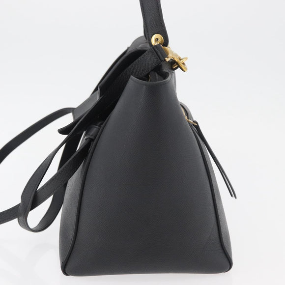 CELINE Belt bag Hand Bag Leather 2way Black Gold Auth hk3731