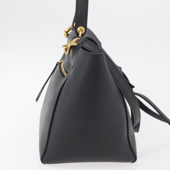 CELINE Belt bag Hand Bag Leather 2way Black Gold Auth hk3731