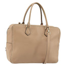 VALENTINO Hand Bag Leather 2way Beige Gold Auth hk3733A-1