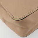 VALENTINO Hand Bag Leather 2way Beige Gold Auth hk3733A-16