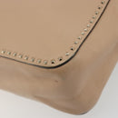 VALENTINO Hand Bag Leather 2way Beige Gold Auth hk3733A-17
