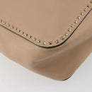 VALENTINO Hand Bag Leather 2way Beige Gold Auth hk3733A-18