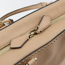 VALENTINO Hand Bag Leather 2way Beige Gold Auth hk3733A-20