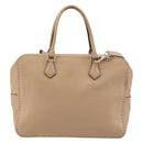 VALENTINO Hand Bag Leather 2way Beige Gold Auth hk3733A-13
