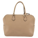 VALENTINO Hand Bag Leather 2way Beige Gold Auth hk3733A-2