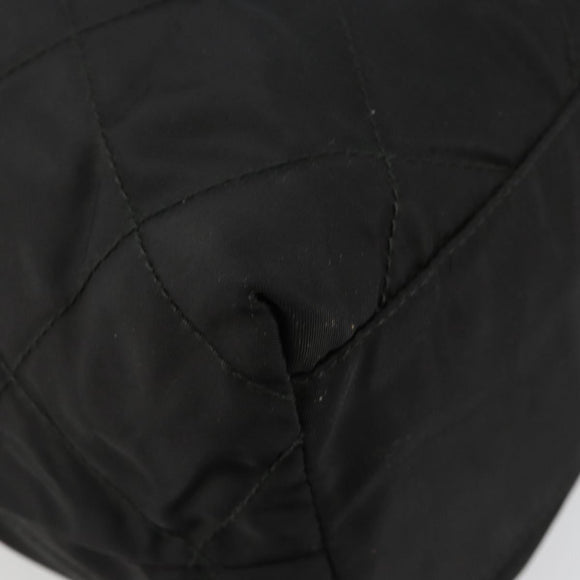 PRADA Chain Tote Bag Nylon Black Gold Auth hk3734A