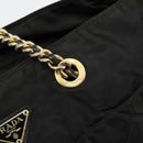 PRADA Chain Tote Bag Nylon Black Gold Auth hk3734A-9