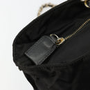 PRADA Chain Tote Bag Nylon Black Gold Auth hk3734A-10