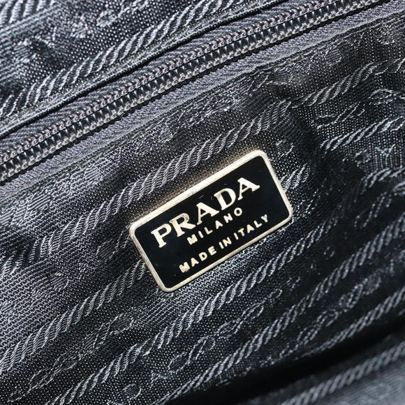 PRADA Chain Tote Bag Nylon Black Gold Auth hk3734A