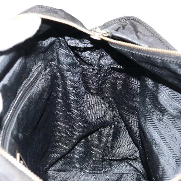 PRADA Chain Tote Bag Nylon Black Gold Auth hk3734A