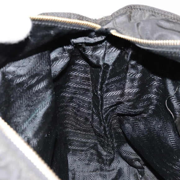 PRADA Chain Tote Bag Nylon Black Gold Auth hk3734A