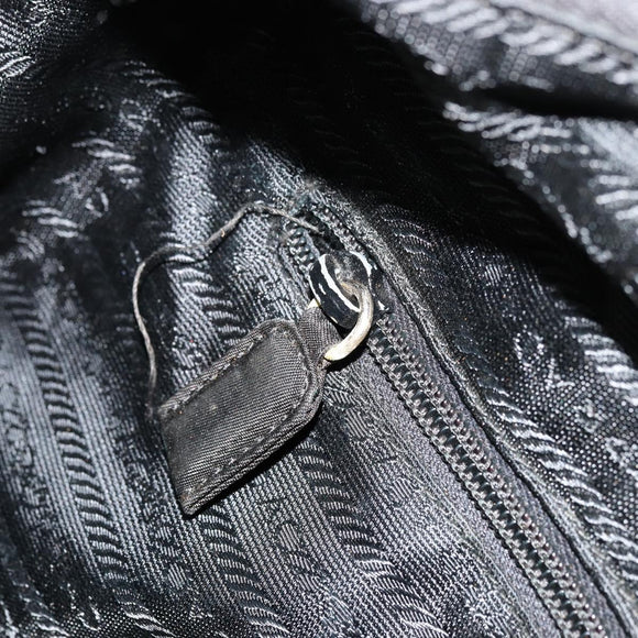 PRADA Chain Tote Bag Nylon Black Gold Auth hk3734A