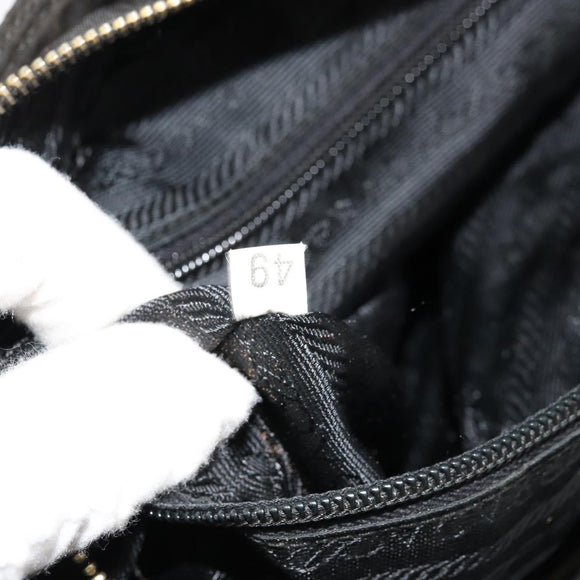 PRADA Chain Tote Bag Nylon Black Gold Auth hk3734A