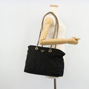 PRADA Chain Tote Bag Nylon Black Gold Auth hk3734A-24