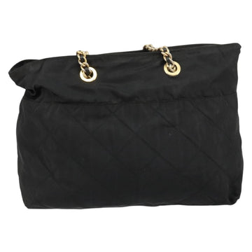 PRADA Chain Tote Bag Nylon Black Gold Auth hk3734A - 0