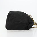PRADA Chain Tote Bag Nylon Black Gold Auth hk3734A-3
