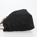 PRADA Chain Tote Bag Nylon Black Gold Auth hk3734A-4