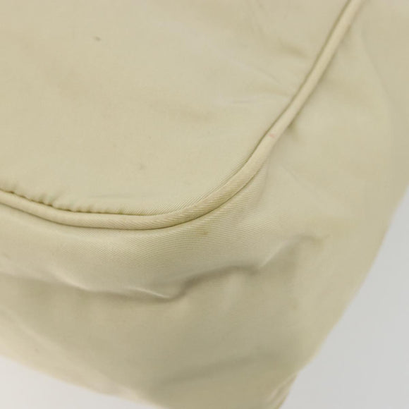 PRADA Shoulder Bag Nylon Ivory Silver Auth hk3735