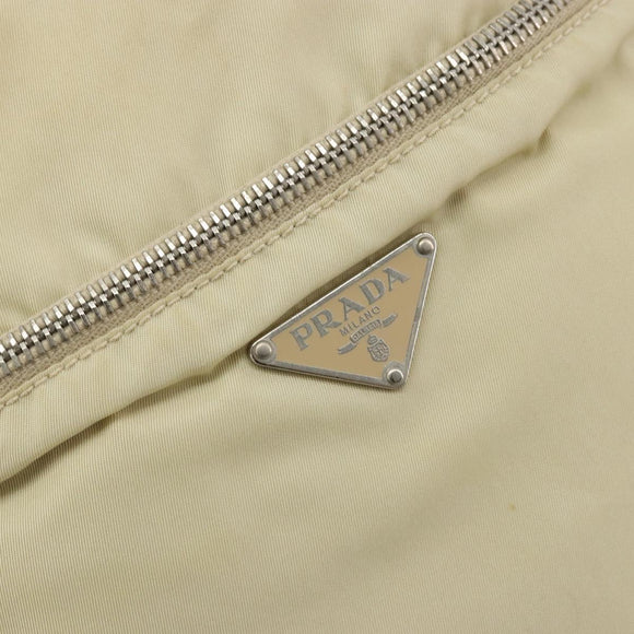 PRADA Shoulder Bag Nylon Ivory Silver Auth hk3735